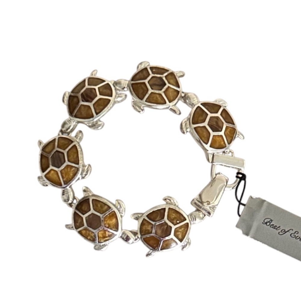 Best of Everything Silver and Brown Turtle Link Bracelet